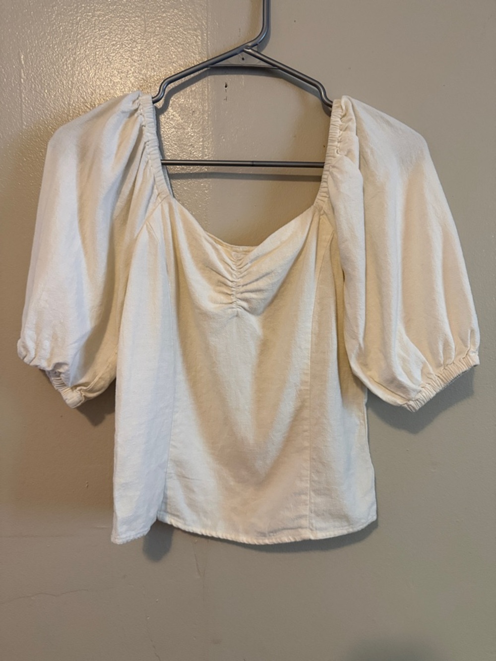 H&M Cream Puff Sleeve Square-Neck Top